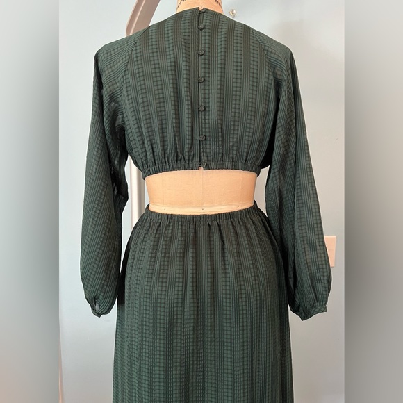 NWT Madewell Long-Sleeve Cutout Midi Dress - Medium Emerald Green - Picture 7 of 15